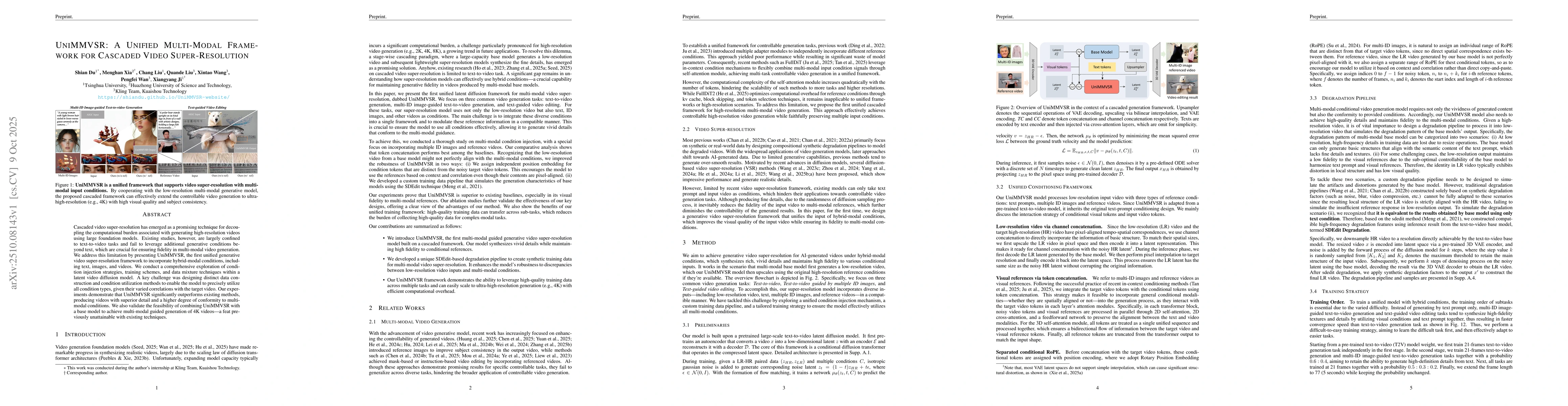 Thumbnail for UniMMVSR: A Unified Multi-Modal Framework for Cascaded Video
  Super-Resolution