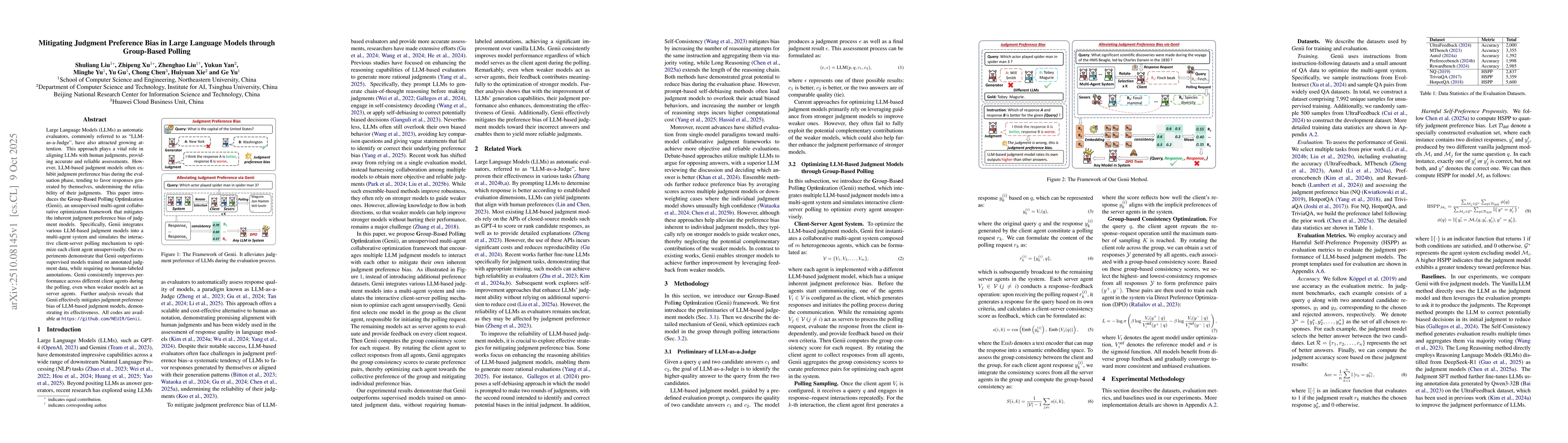 Thumbnail for Mitigating Judgment Preference Bias in Large Language Models through
  Group-Based Polling