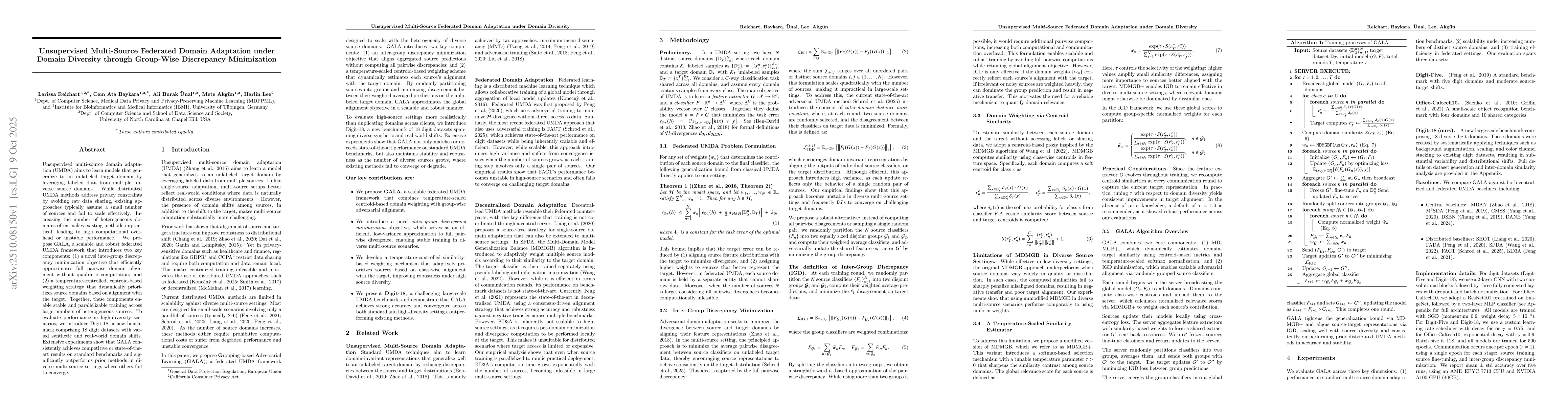 Thumbnail for Unsupervised Multi-Source Federated Domain Adaptation under Domain
  Diversity through Group-Wise Discrepancy Minimization