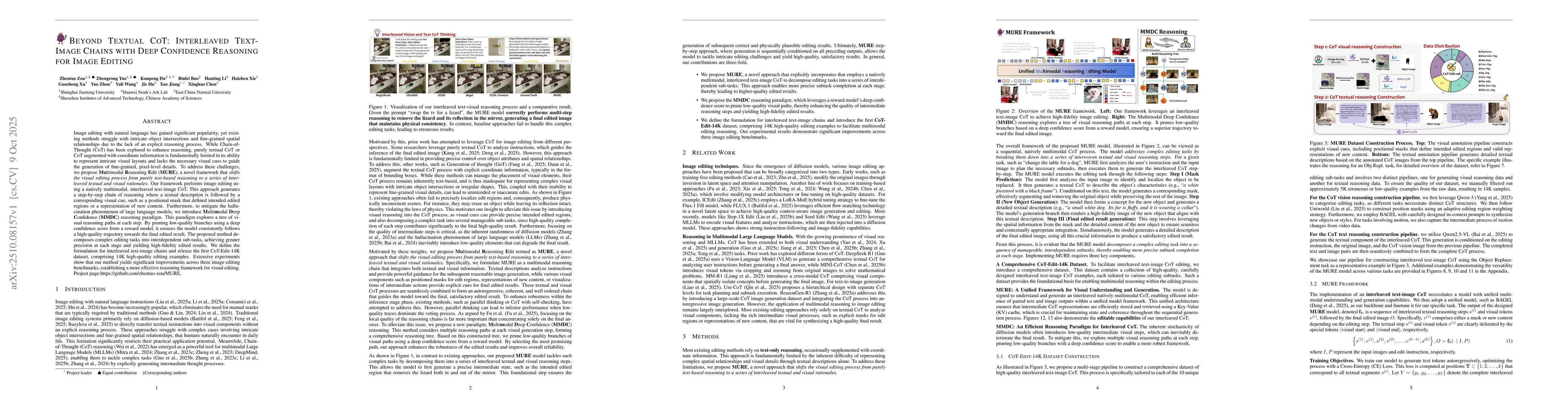 Thumbnail for Beyond Textual CoT: Interleaved Text-Image Chains with Deep Confidence
  Reasoning for Image Editing