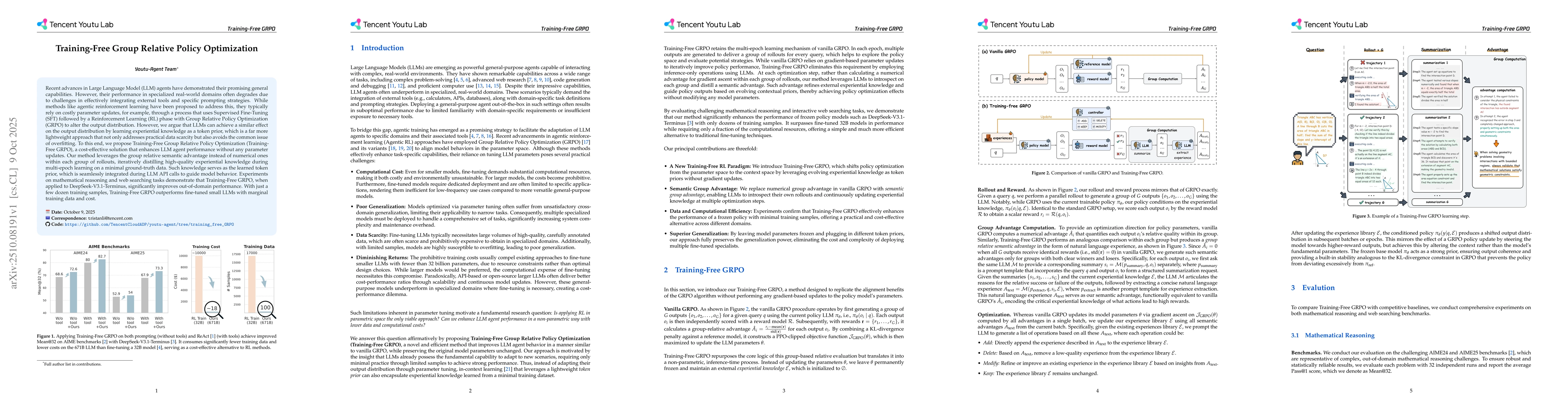 Thumbnail for Training-Free Group Relative Policy Optimization