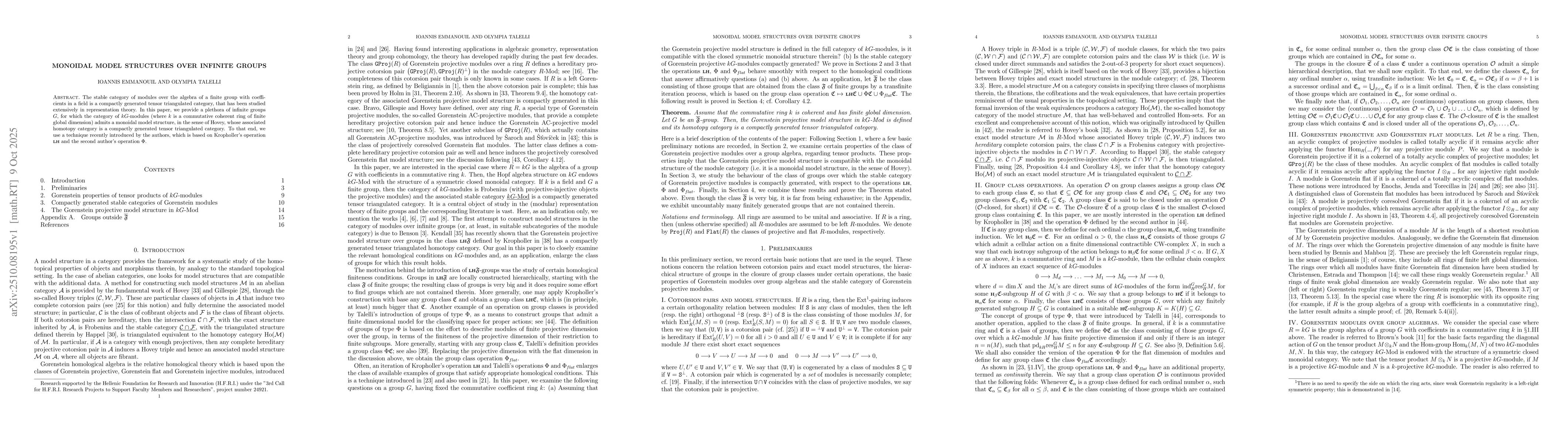 Thumbnail for Monoidal model structures over infinite groups