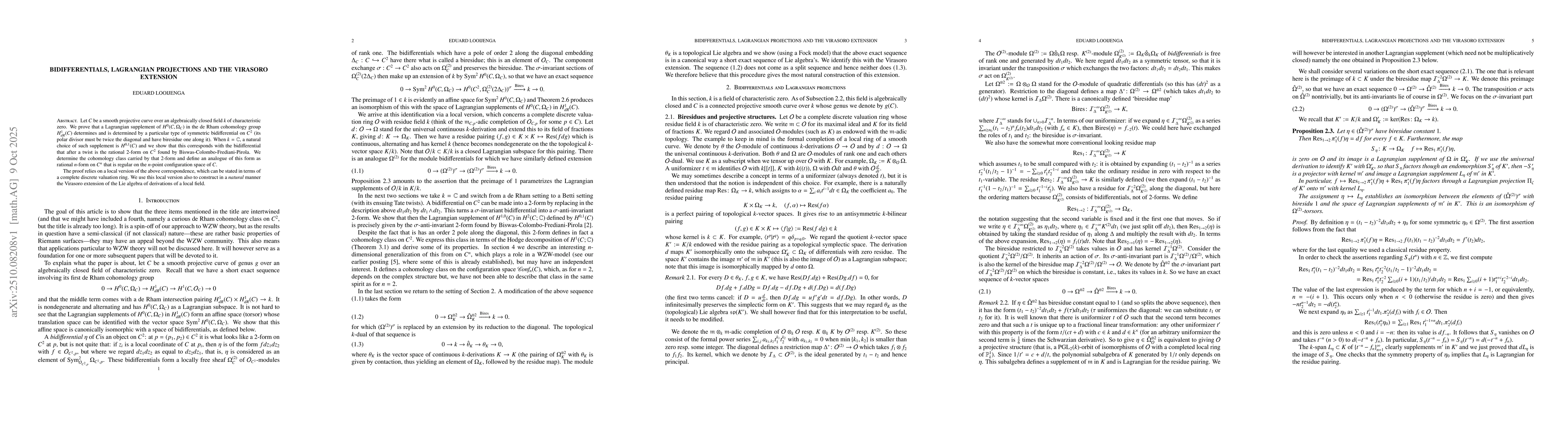 Thumbnail for Bidifferentials, Lagrangian projections and the Virasoro extension