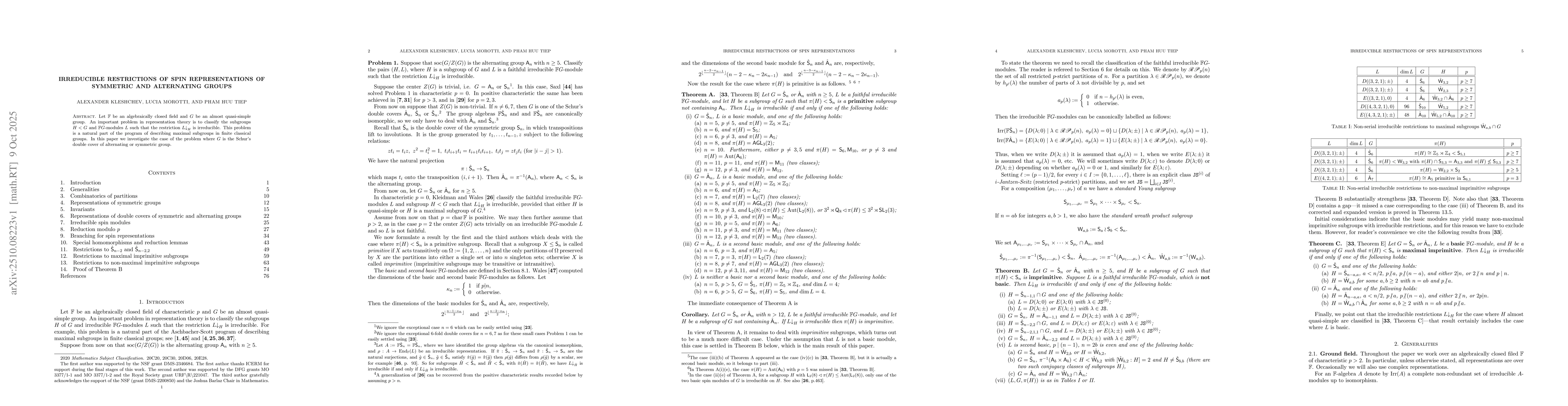 Thumbnail for Irreducible restrictions of spin representations of symmetric and
  alternating groups