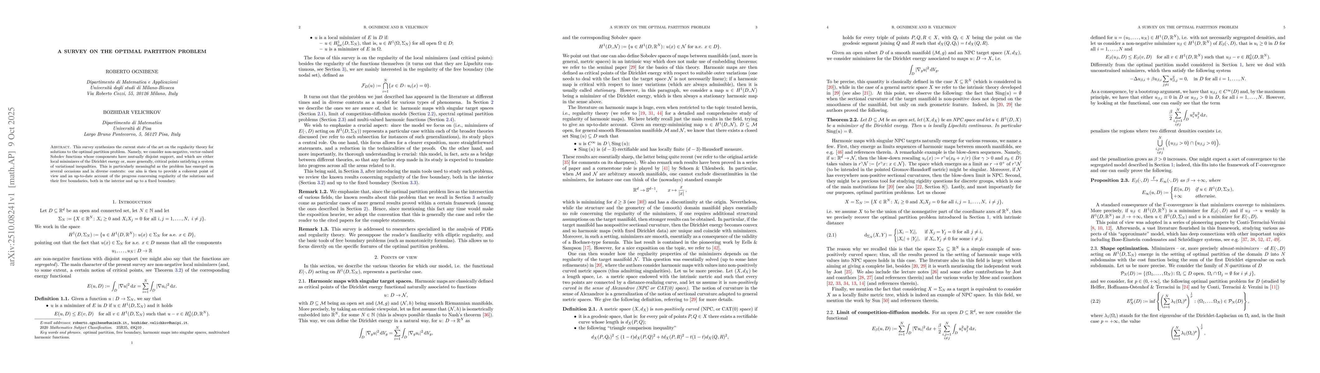 Thumbnail for A survey on the optimal partition problem