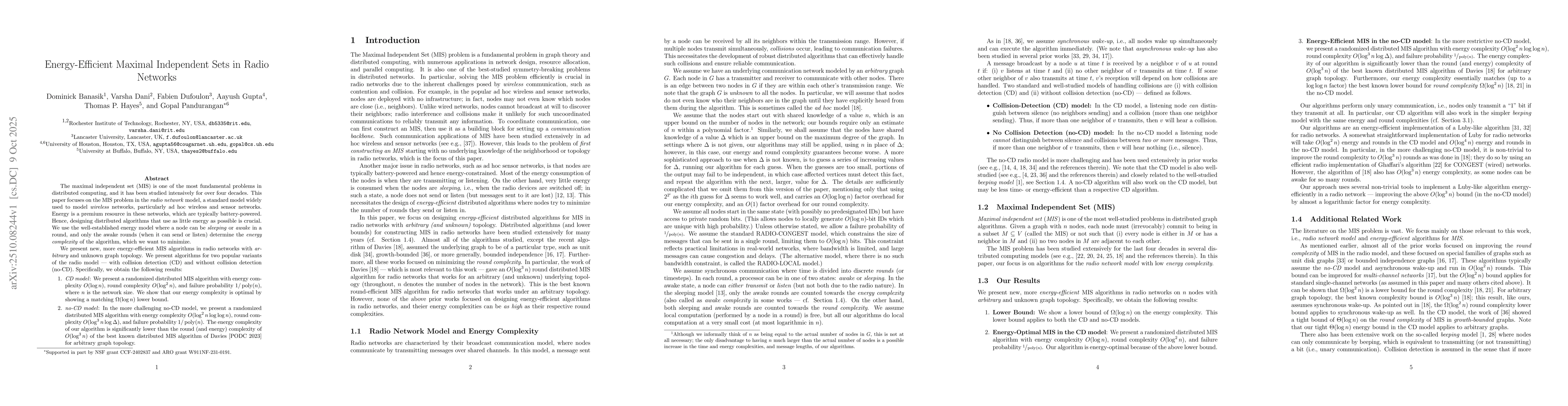 Thumbnail for Energy-Efficient Maximal Independent Sets in Radio Networks