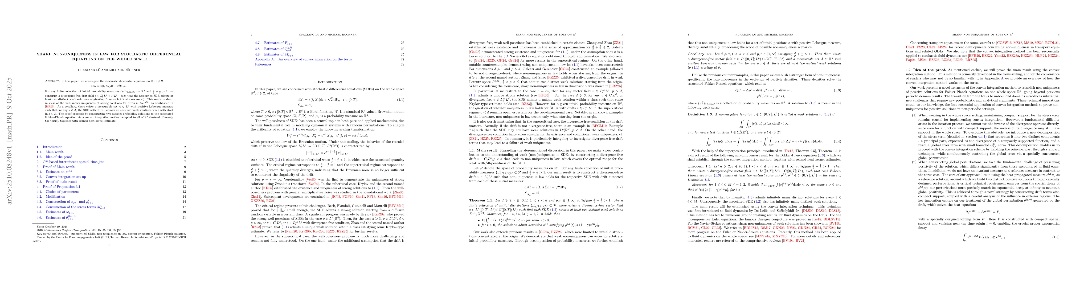 Thumbnail for Sharp Non-uniqueness in Law for Stochastic Differential Equations on the
  Whole Space