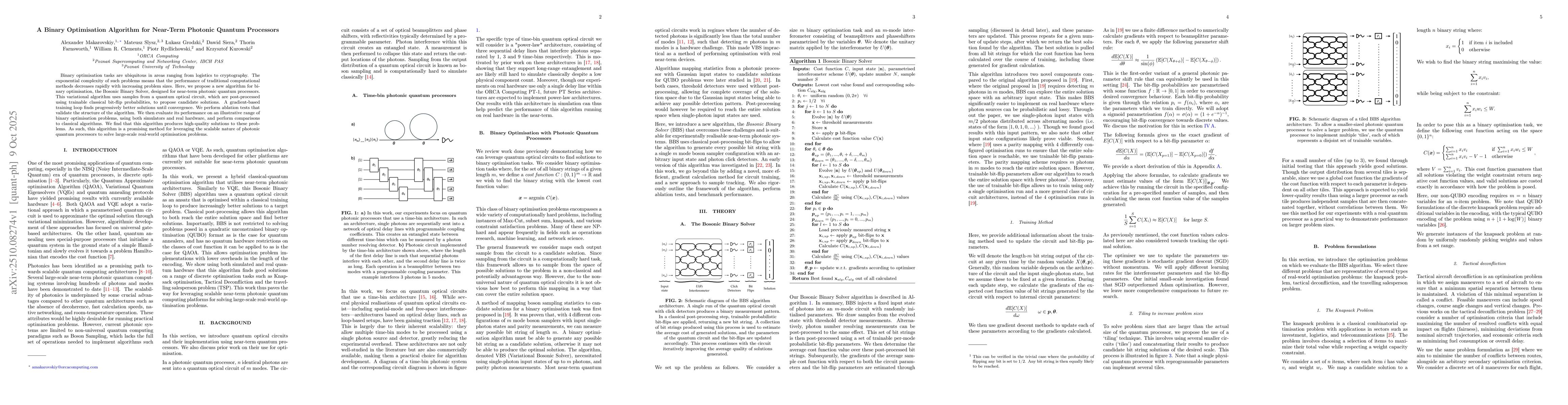 Thumbnail for A Binary Optimisation Algorithm for Near-Term Photonic Quantum
  Processors