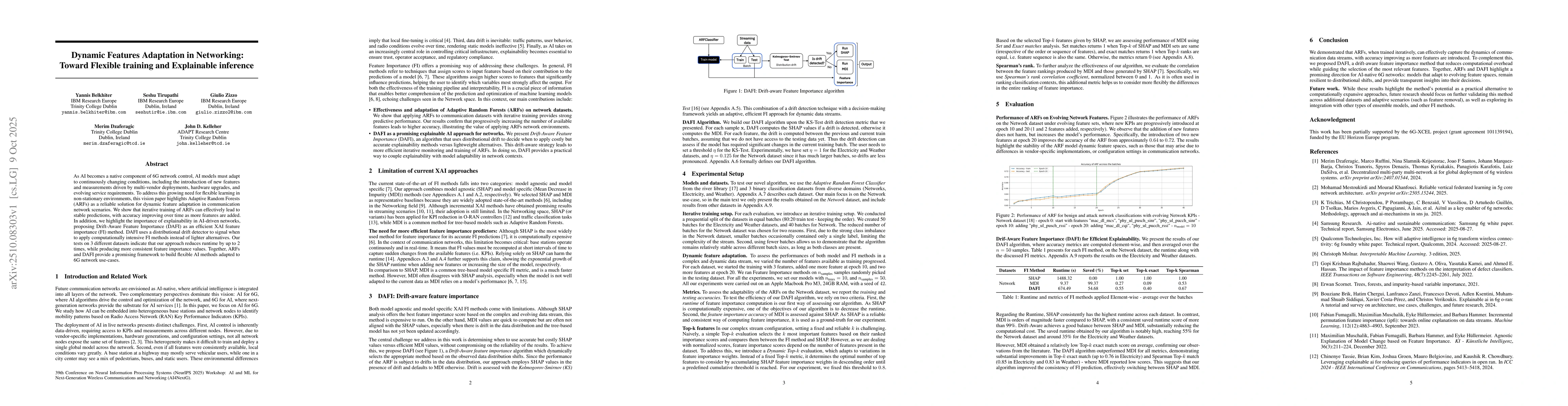 Thumbnail for Dynamic Features Adaptation in Networking: Toward Flexible training and
  Explainable inference