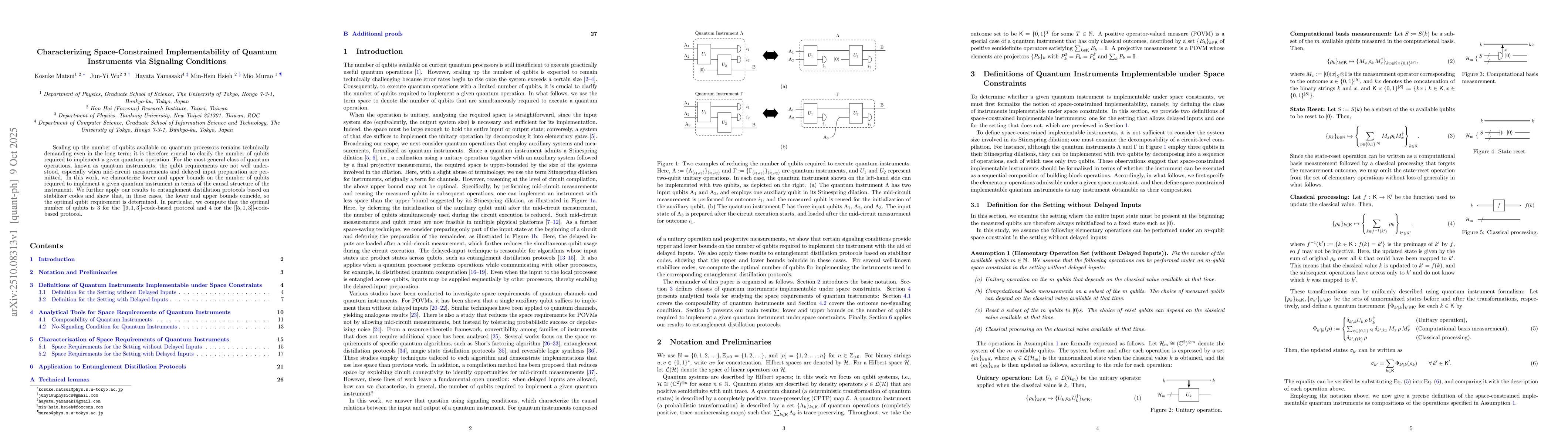 Thumbnail for Characterizing Space-Constrained Implementability of Quantum Instruments
  via Signaling Conditions