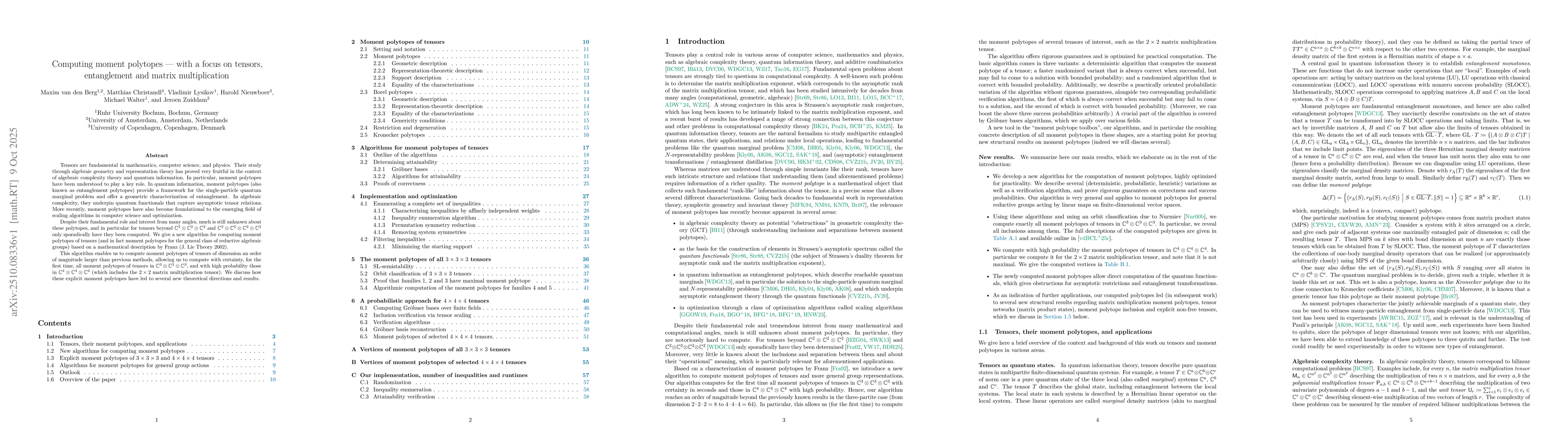 Thumbnail for Computing moment polytopes -- with a focus on tensors, entanglement and
  matrix multiplication