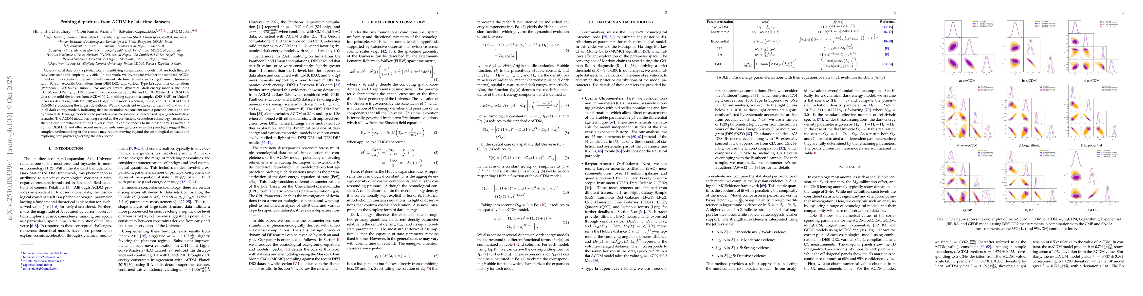 Thumbnail for Probing departures from $Λ$CDM by late-time datasets