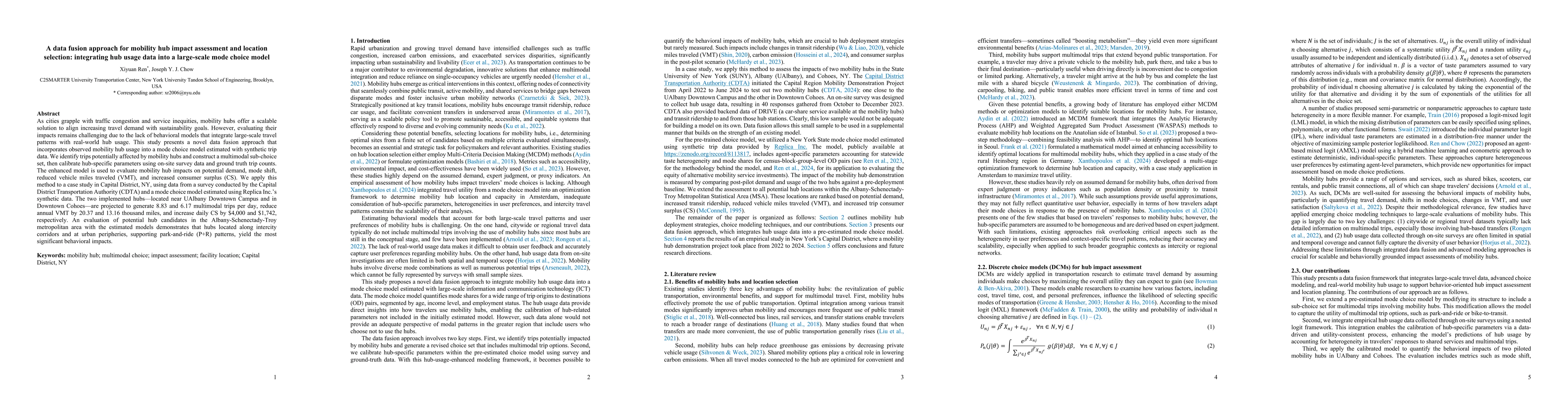 Thumbnail for A data fusion approach for mobility hub impact assessment and location
  selection: integrating hub usage data into a large-scale mode choice model
