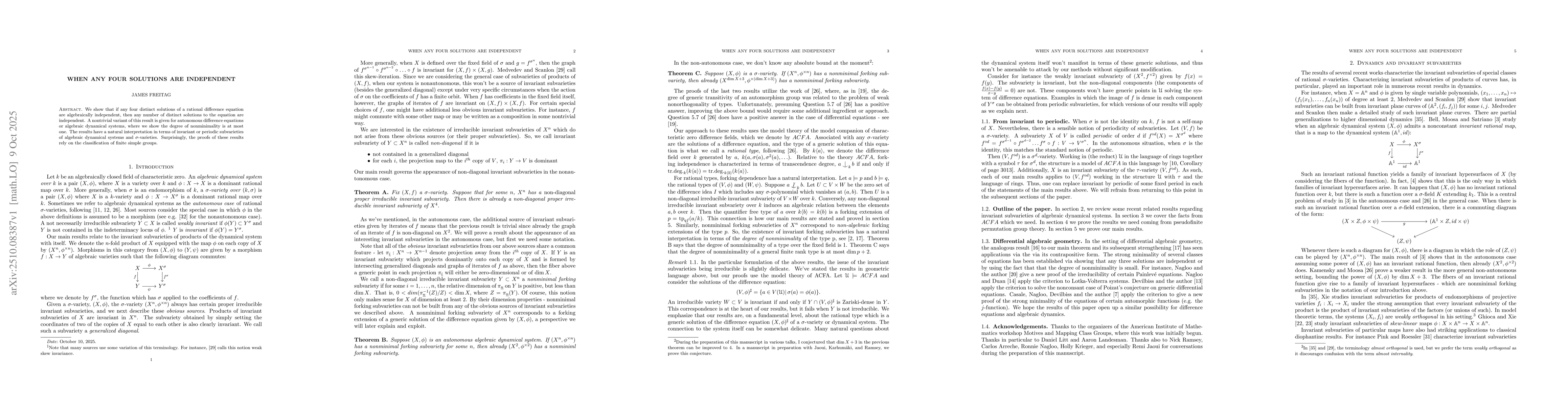 Thumbnail for When any four solutions are independent