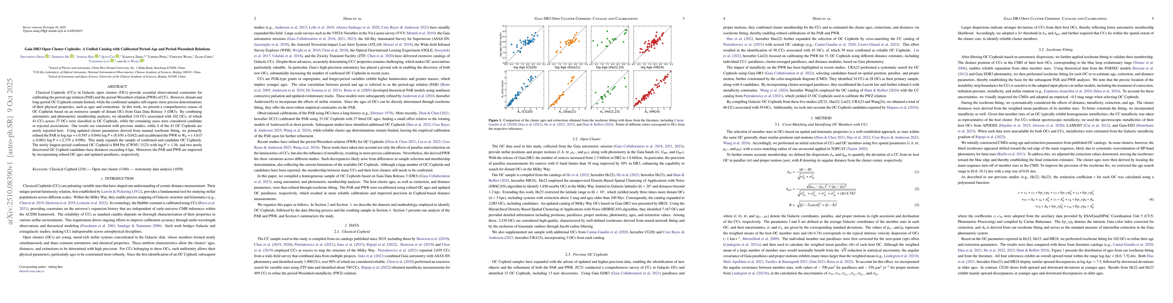 Thumbnail for Gaia DR3 Open Cluster Cepheids: A Unified Catalog with Calibrated
  Period-Age and Period-Wesenheit Relations
