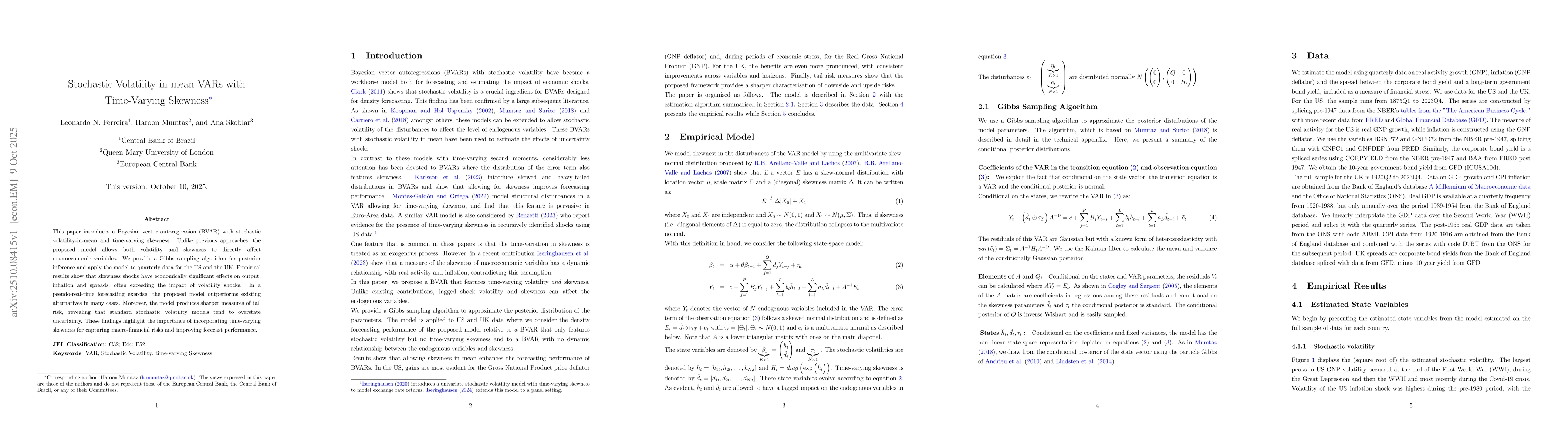 Thumbnail for Stochastic Volatility-in-mean VARs with Time-Varying Skewness