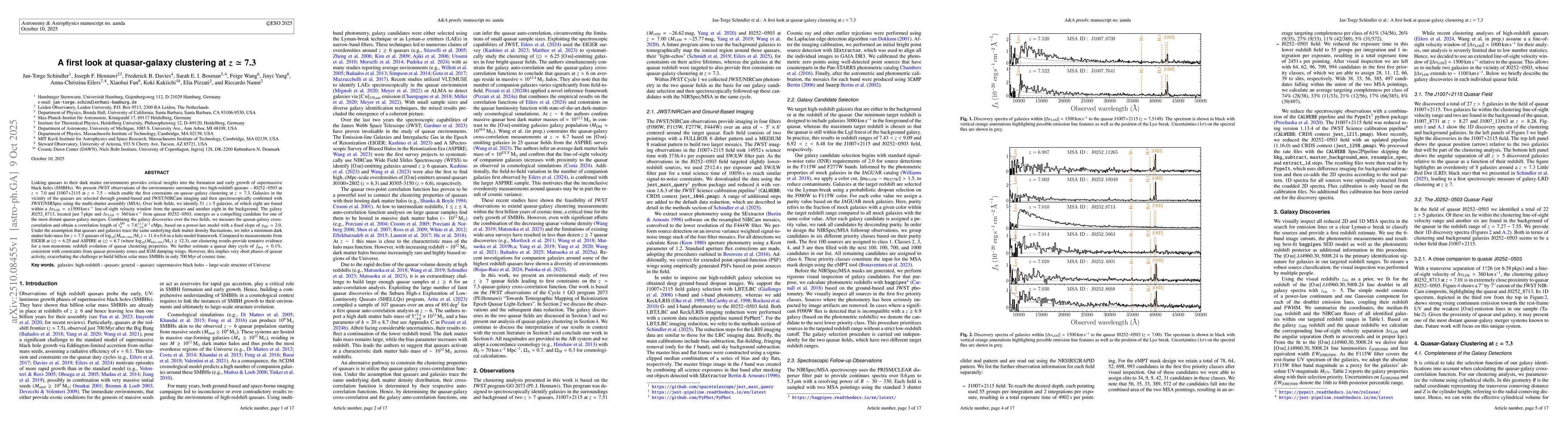 Thumbnail for A first look at quasar-galaxy clustering at $z\simeq7.3$