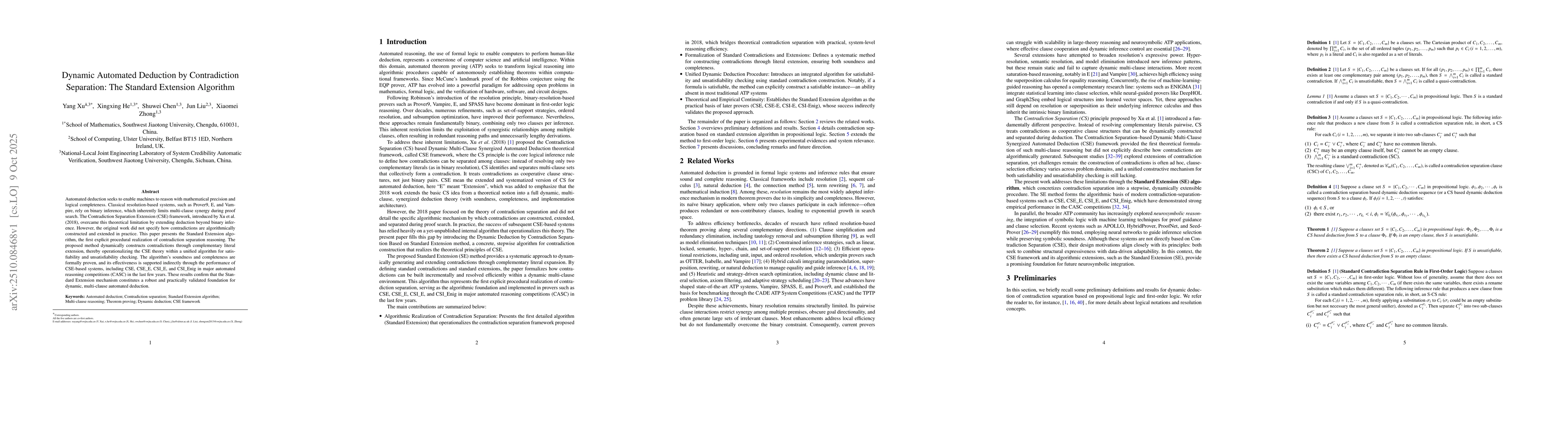 Thumbnail for Dynamic Automated Deduction by Contradiction Separation: The Standard
  Extension Algorithm