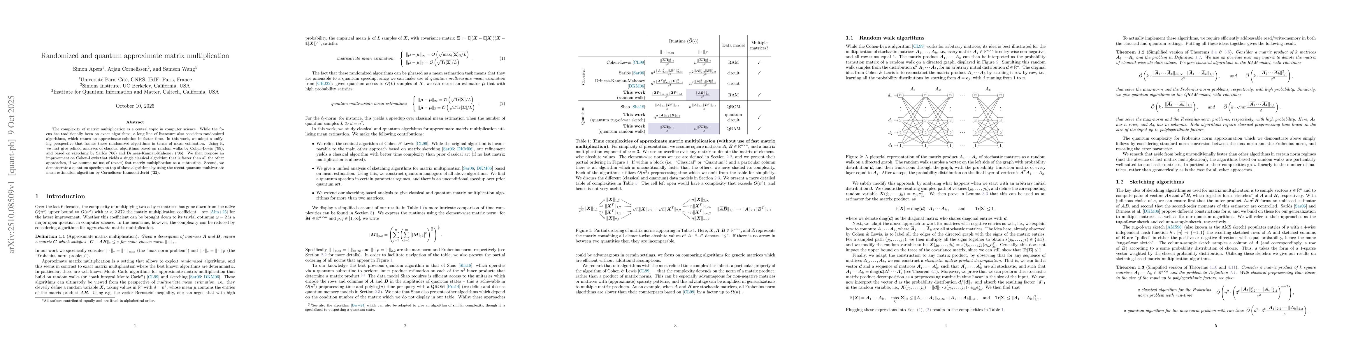 Thumbnail for Randomized and quantum approximate matrix multiplication