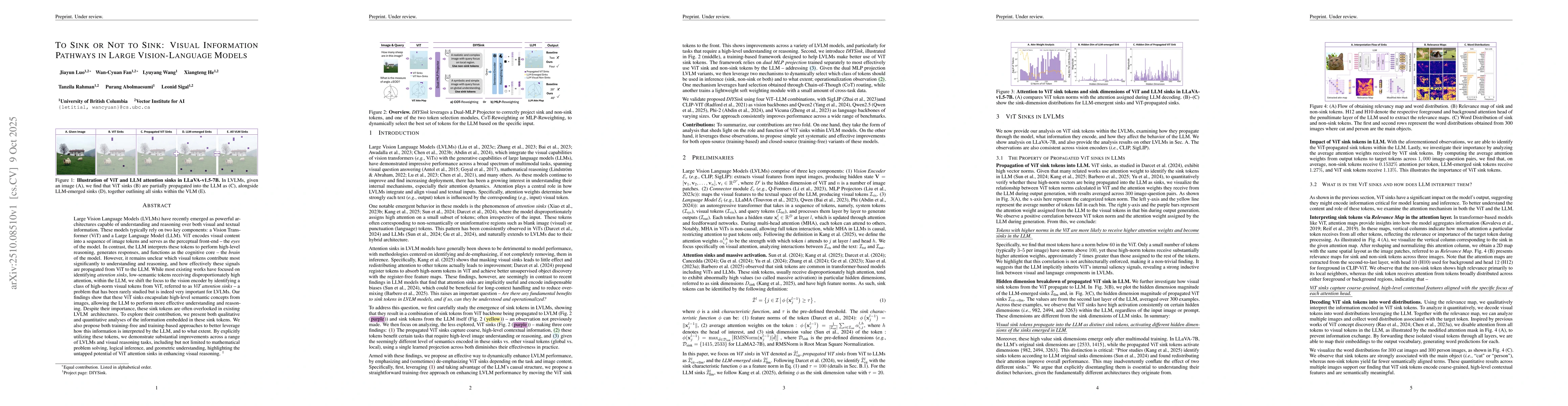 Thumbnail for To Sink or Not to Sink: Visual Information Pathways in Large
  Vision-Language Models