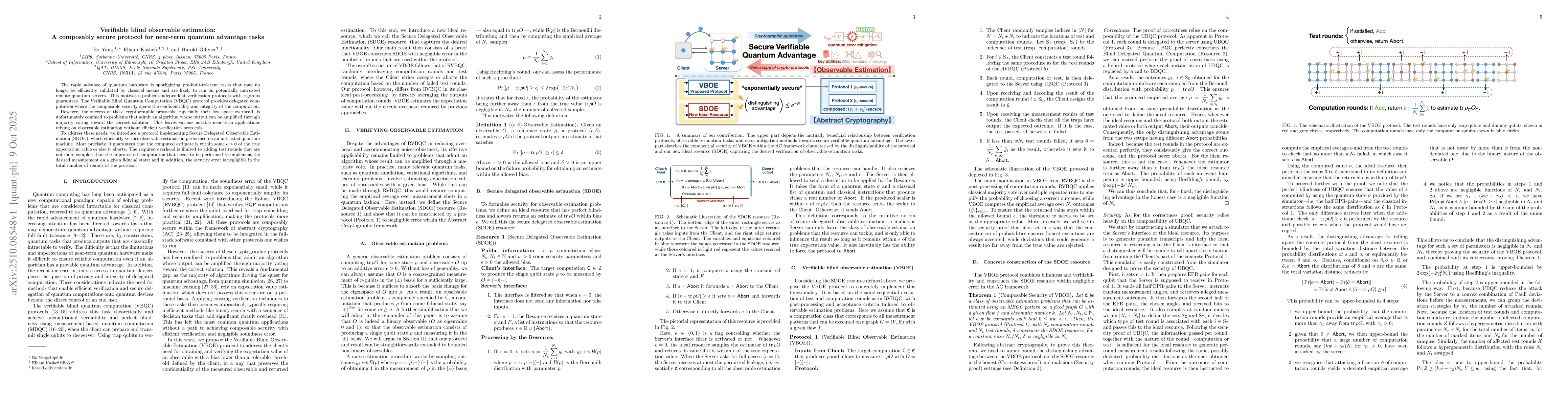 Thumbnail for Verifiable blind observable estimation: A composably secure protocol for
  near-term quantum advantage tasks