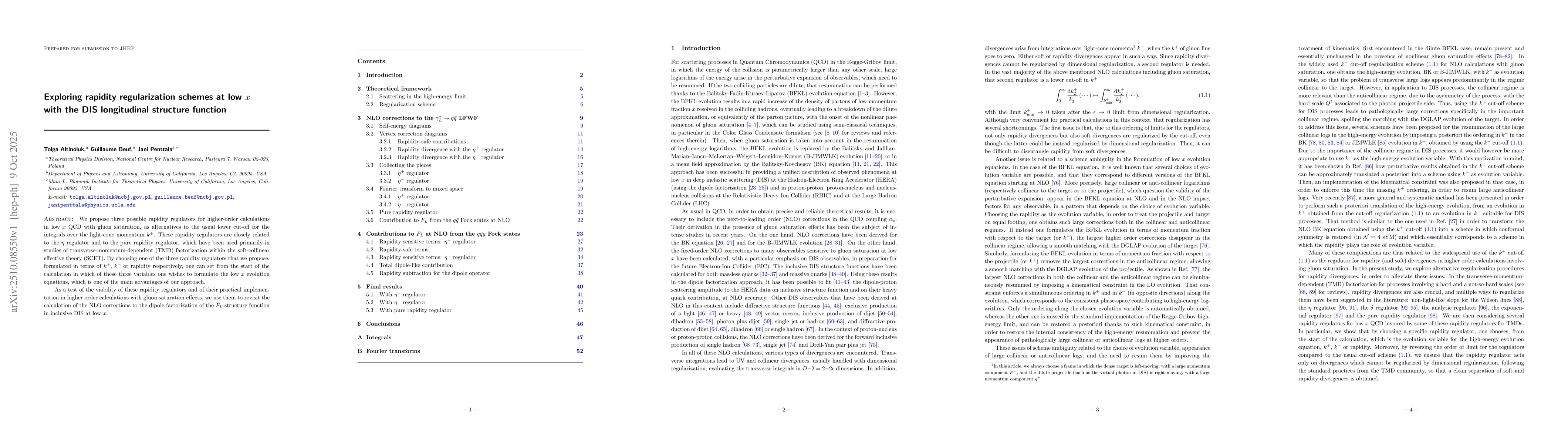Thumbnail for Exploring rapidity regularization schemes at low $x$ with the DIS
  longitudinal structure function