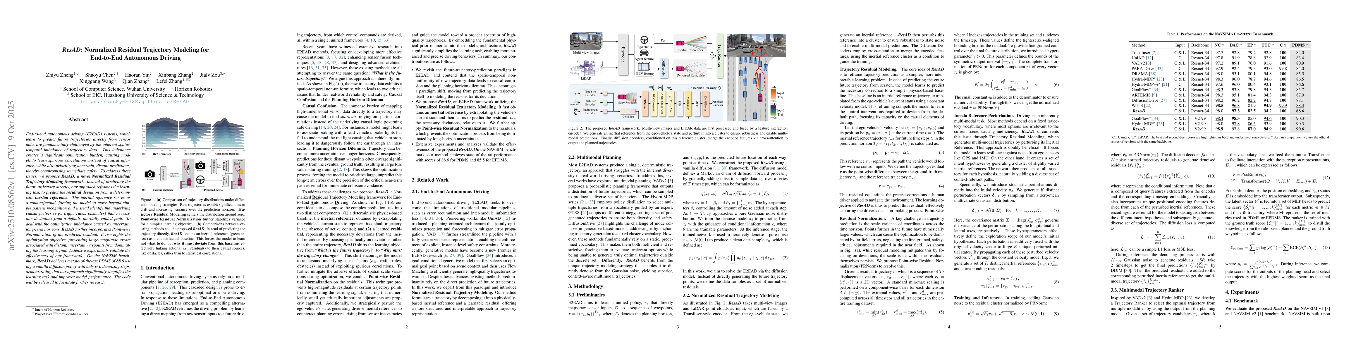 Thumbnail for ResAD: Normalized Residual Trajectory Modeling for End-to-End Autonomous
  Driving