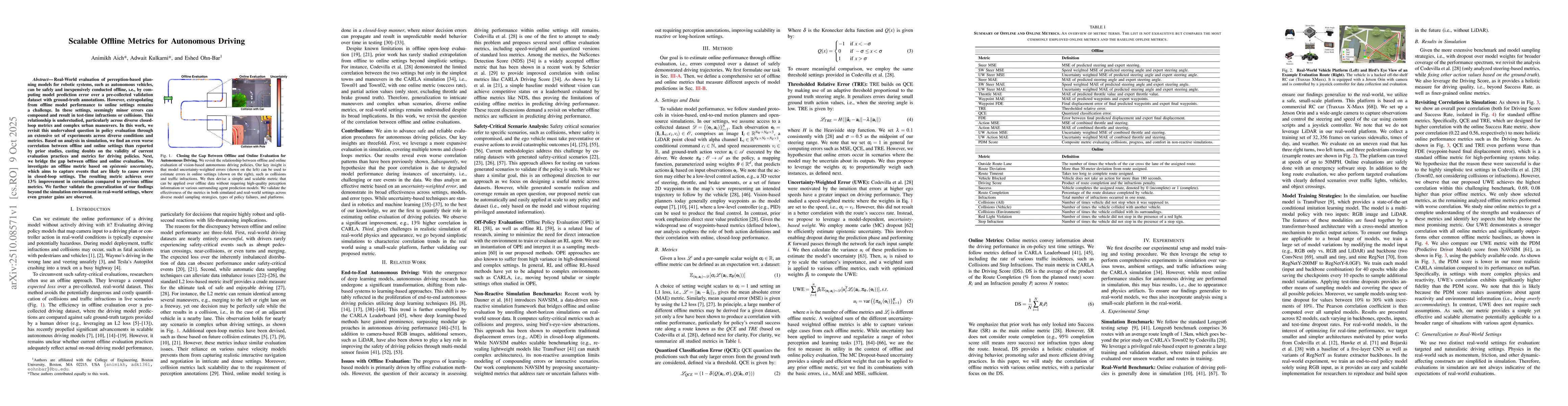 Thumbnail for Scalable Offline Metrics for Autonomous Driving