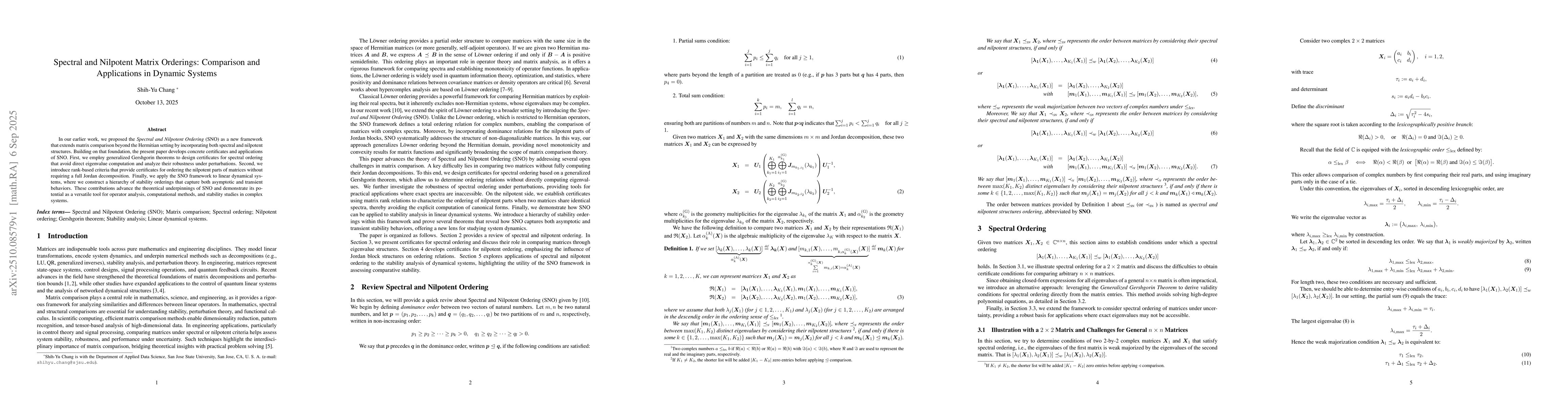Thumbnail for Spectral and Nilpotent Matrix Orderings: Comparison and Applications in
  Dynamic Systems