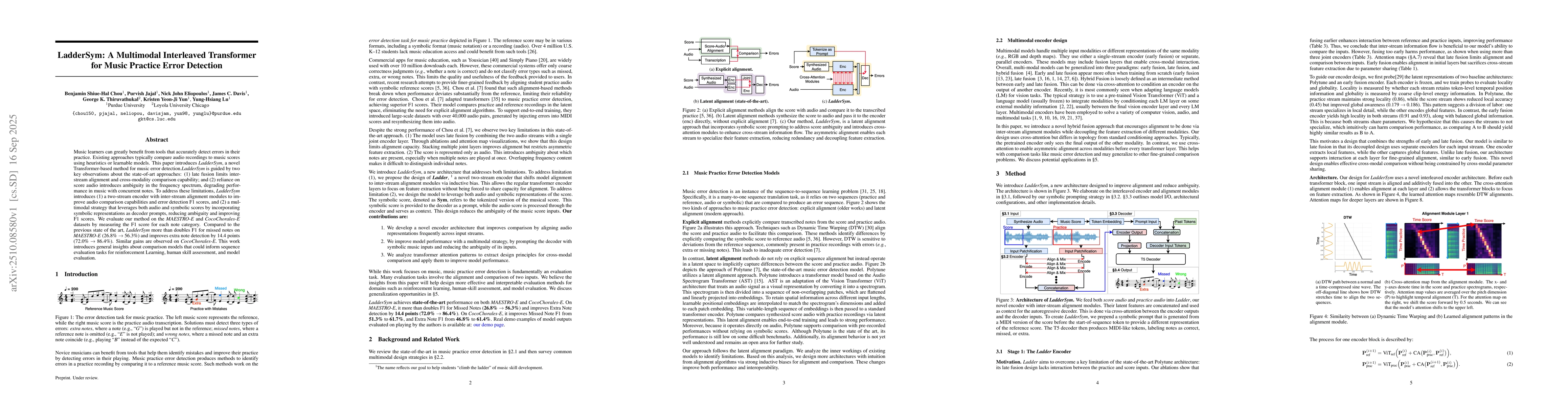Thumbnail for LadderSym: A Multimodal Interleaved Transformer for Music Practice Error
  Detection