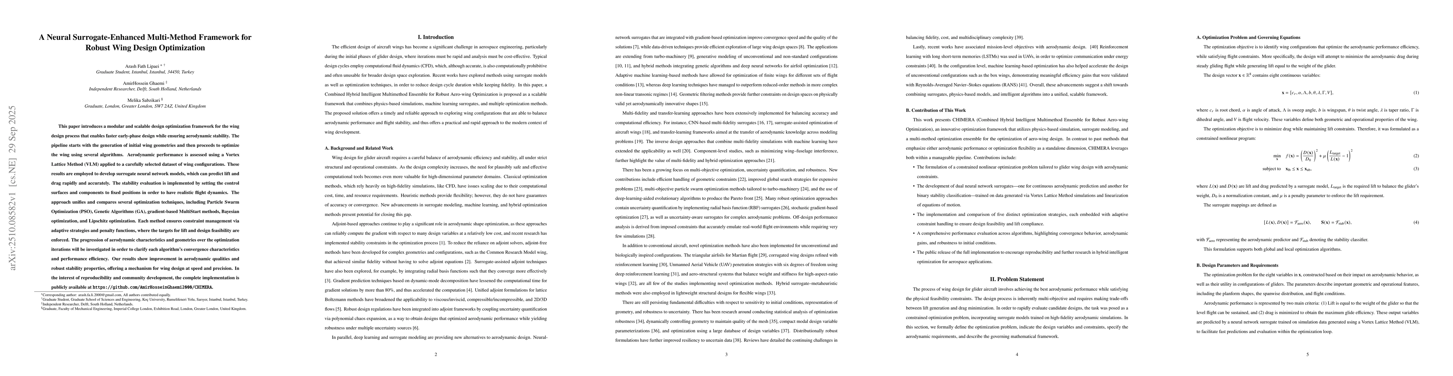 Thumbnail for A Neural Surrogate-Enhanced Multi-Method Framework for Robust Wing
  Design Optimization