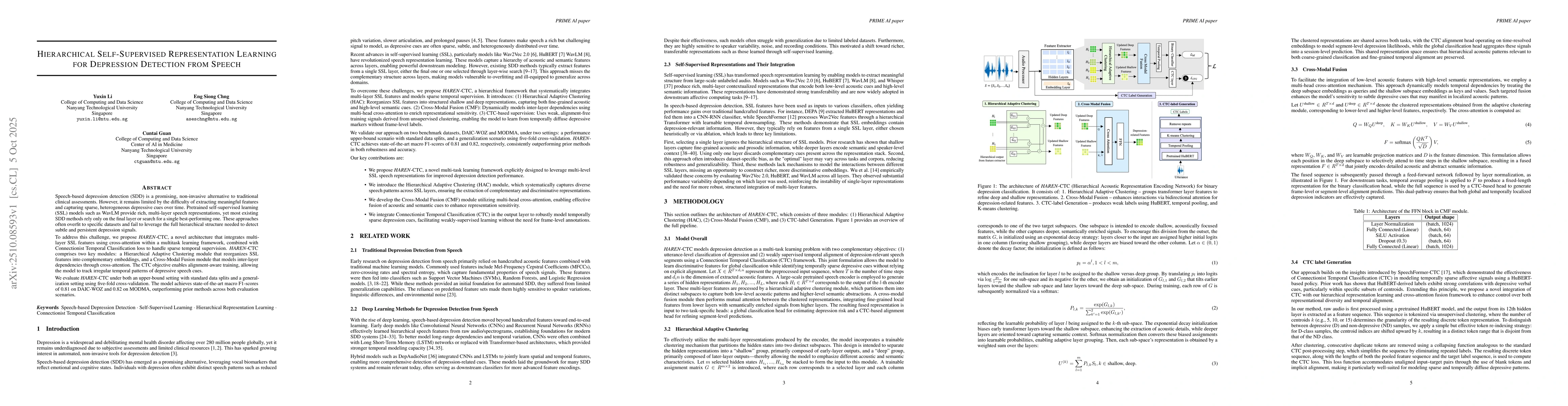 Thumbnail for Hierarchical Self-Supervised Representation Learning for Depression
  Detection from Speech