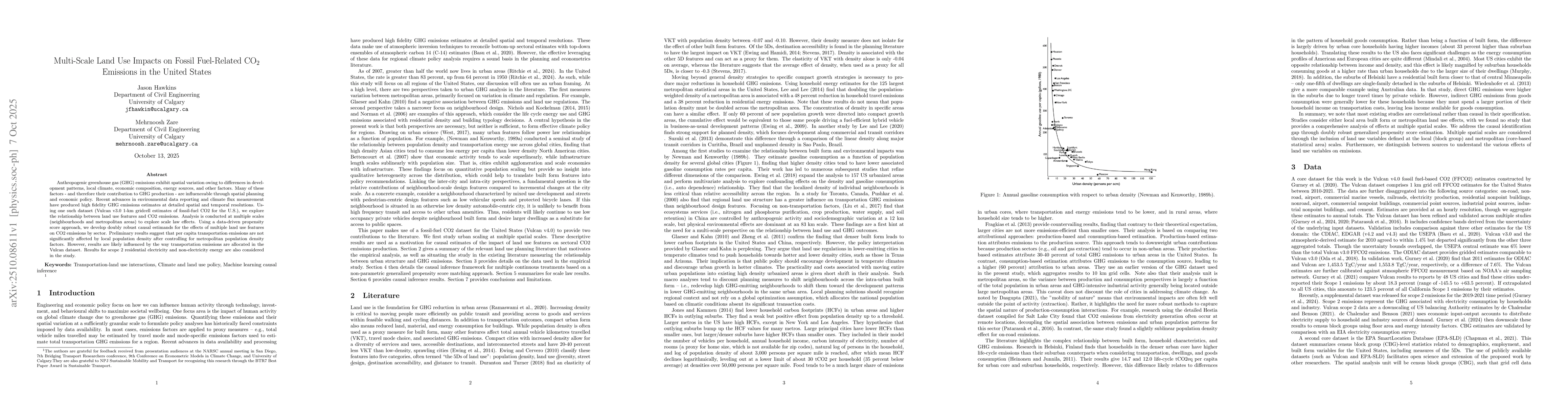 Thumbnail for Multi-Scale Land Use Impacts on Fossil Fuel-Related CO$_2$ Emissions in
  the United States