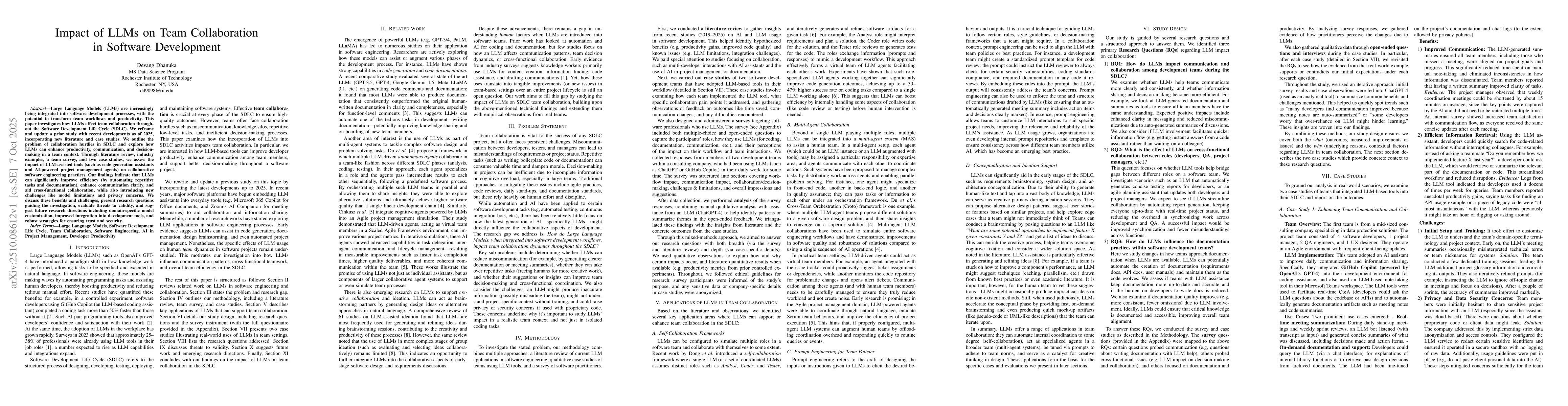 Thumbnail for Impact of LLMs on Team Collaboration in Software Development