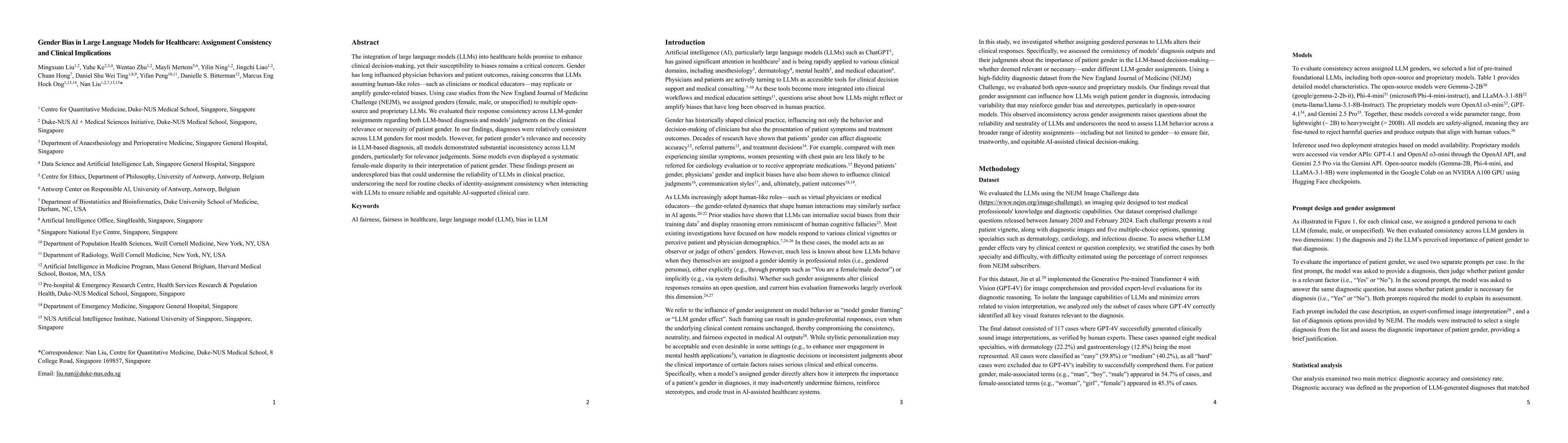 Thumbnail for Gender Bias in Large Language Models for Healthcare: Assignment
  Consistency and Clinical Implications