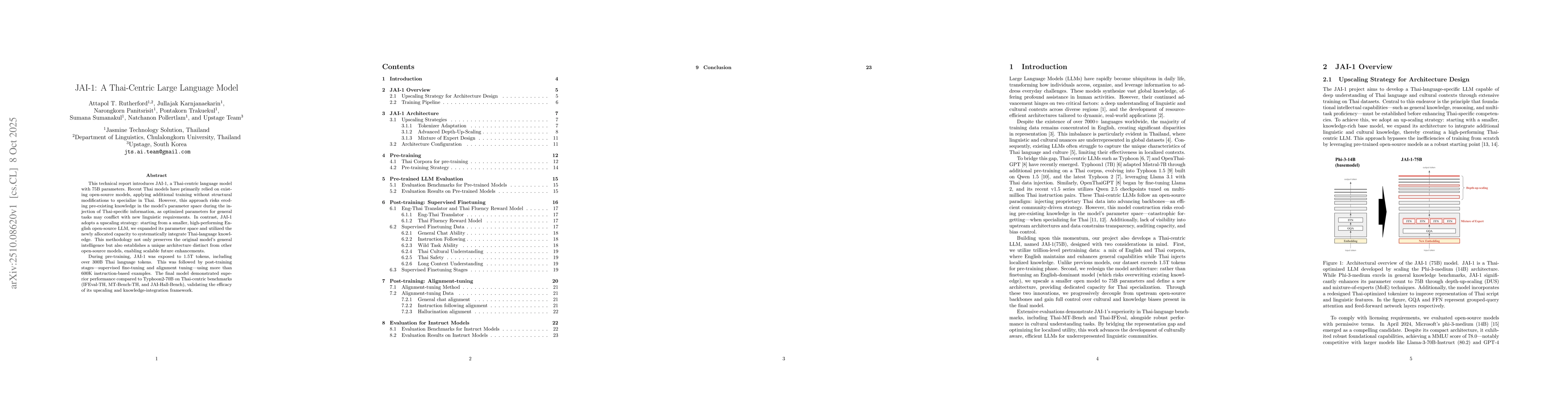 Thumbnail for JAI-1: A Thai-Centric Large Language Model