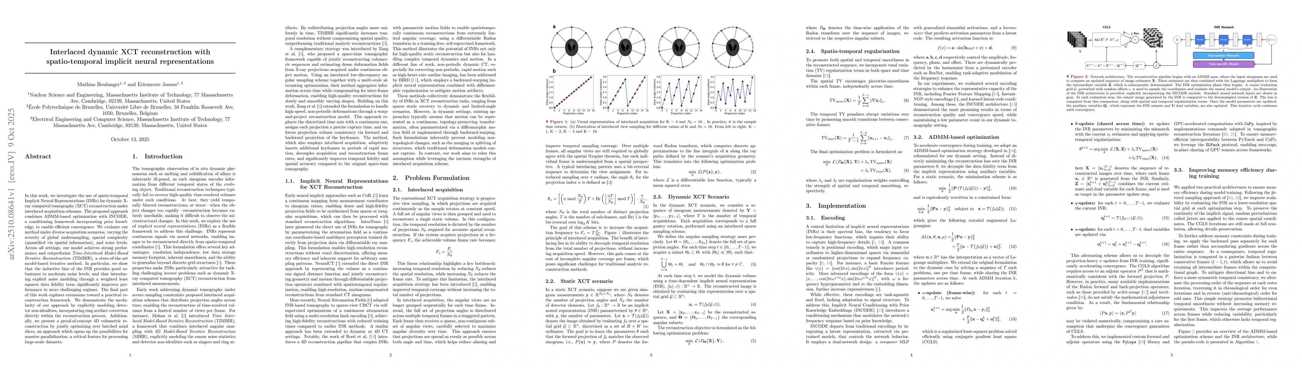 Thumbnail for Interlaced dynamic XCT reconstruction with spatio-temporal implicit
  neural representations