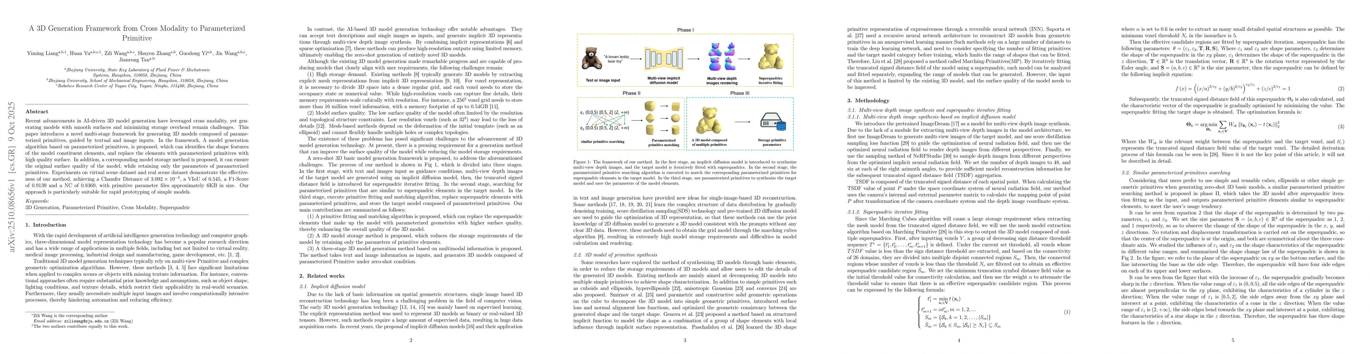 Thumbnail for A 3D Generation Framework from Cross Modality to Parameterized Primitive