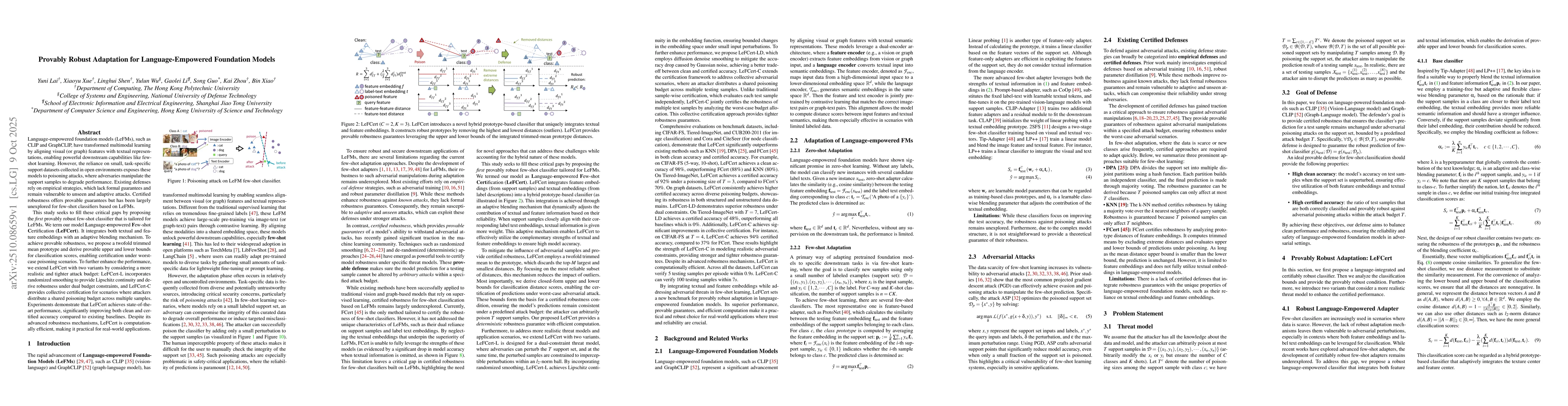 Thumbnail for Provably Robust Adaptation for Language-Empowered Foundation Models