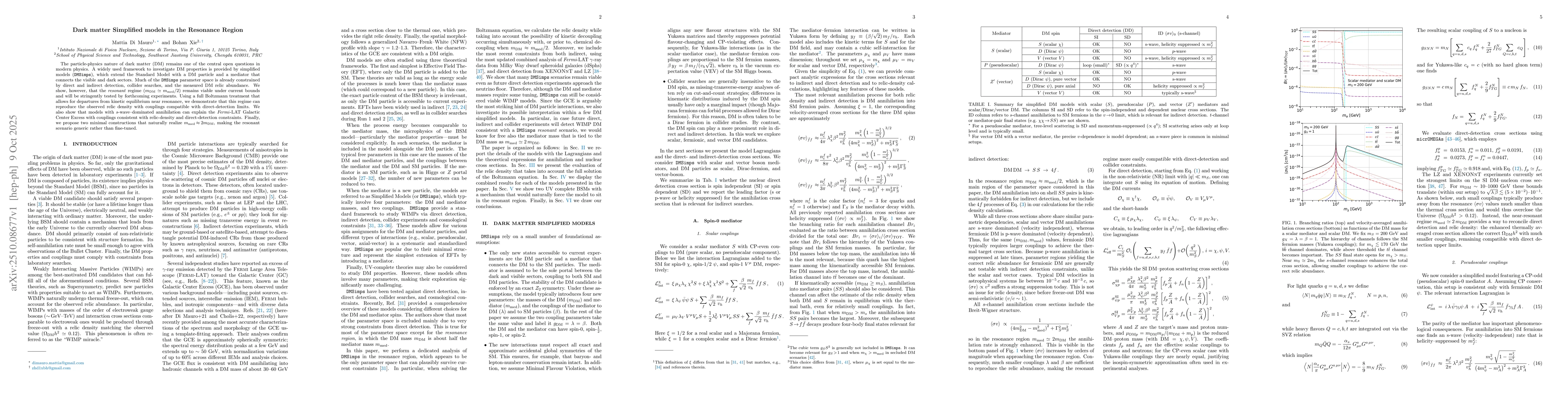 Thumbnail for Dark matter Simplified models in the Resonance Region