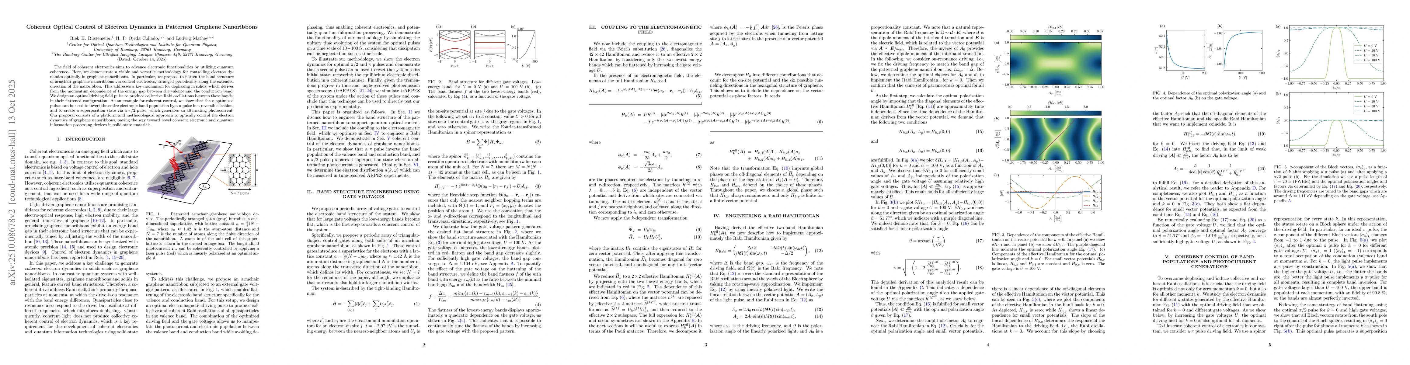 Thumbnail for Coherent Optical Control of Electron Dynamics in Patterned Graphene
  Nanoribbons