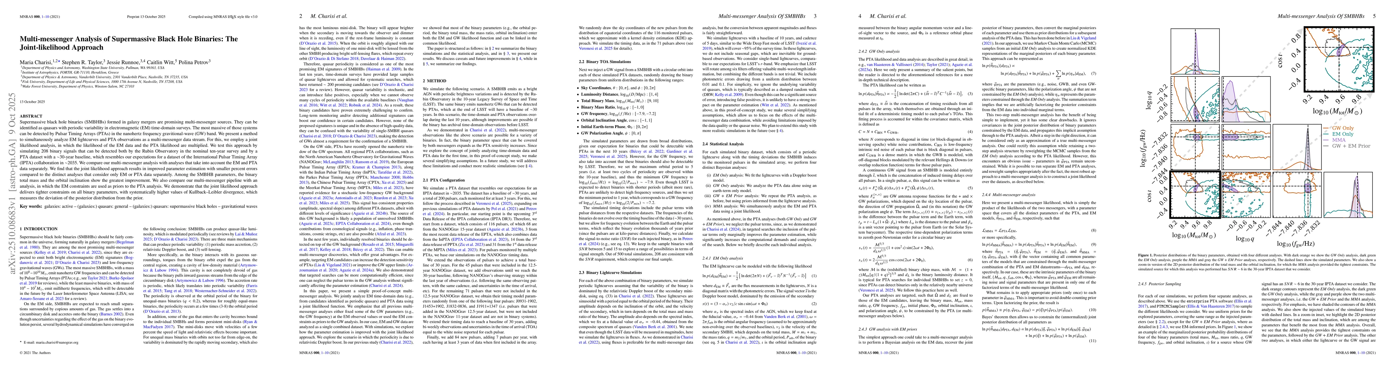 Thumbnail for Multi-messenger Analysis of Supermassive Black Hole Binaries: The
  Joint-likelihood Approach