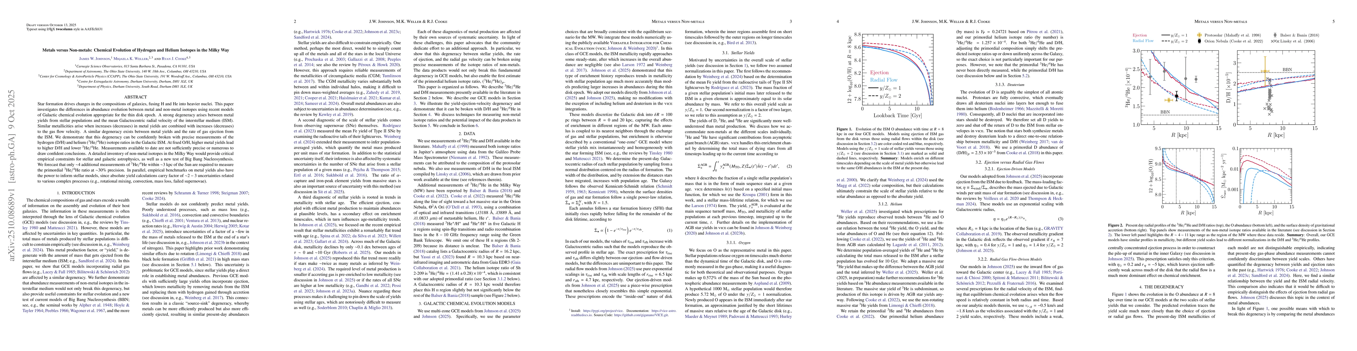 Thumbnail for Metals versus Non-metals: Chemical Evolution of Hydrogen and Helium
  Isotopes in the Milky Way