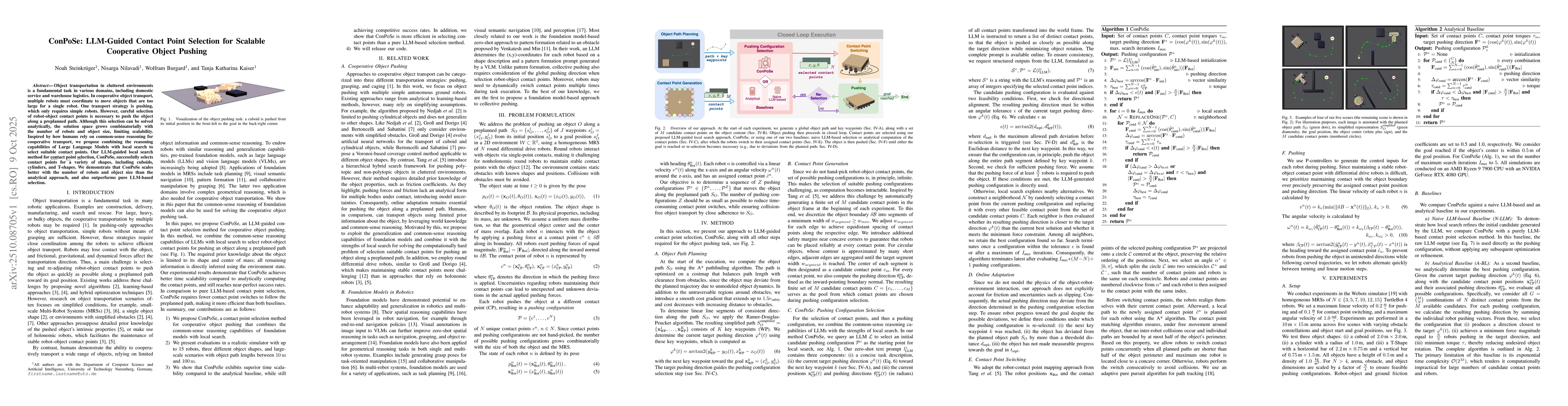 Thumbnail for ConPoSe: LLM-Guided Contact Point Selection for Scalable Cooperative
  Object Pushing