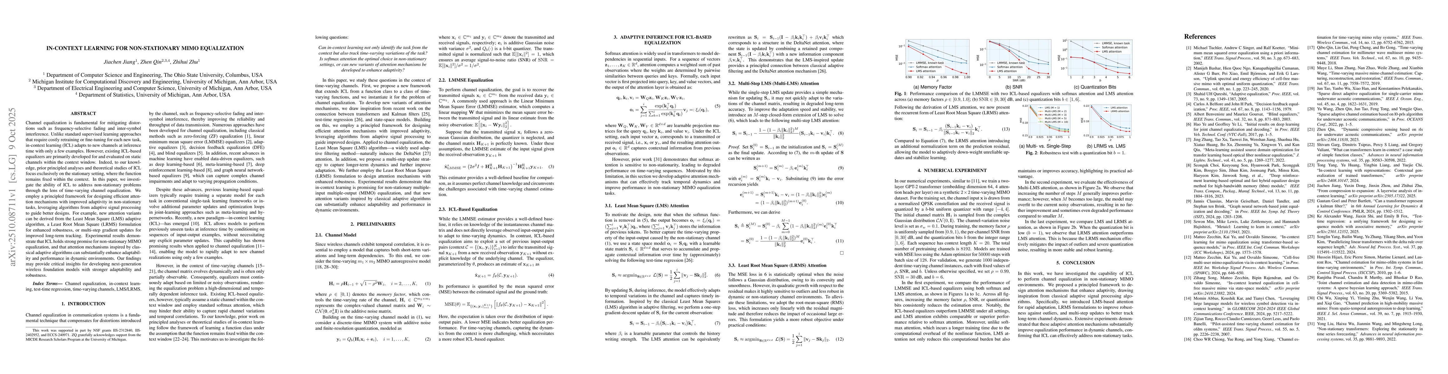 Thumbnail for In-Context Learning for Non-Stationary MIMO Equalization