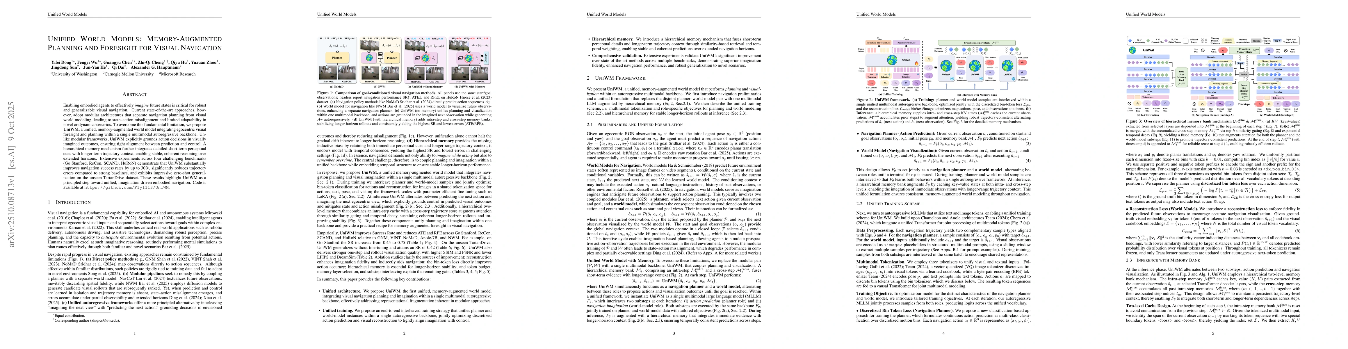 Thumbnail for Unified World Models: Memory-Augmented Planning and Foresight for Visual
  Navigation