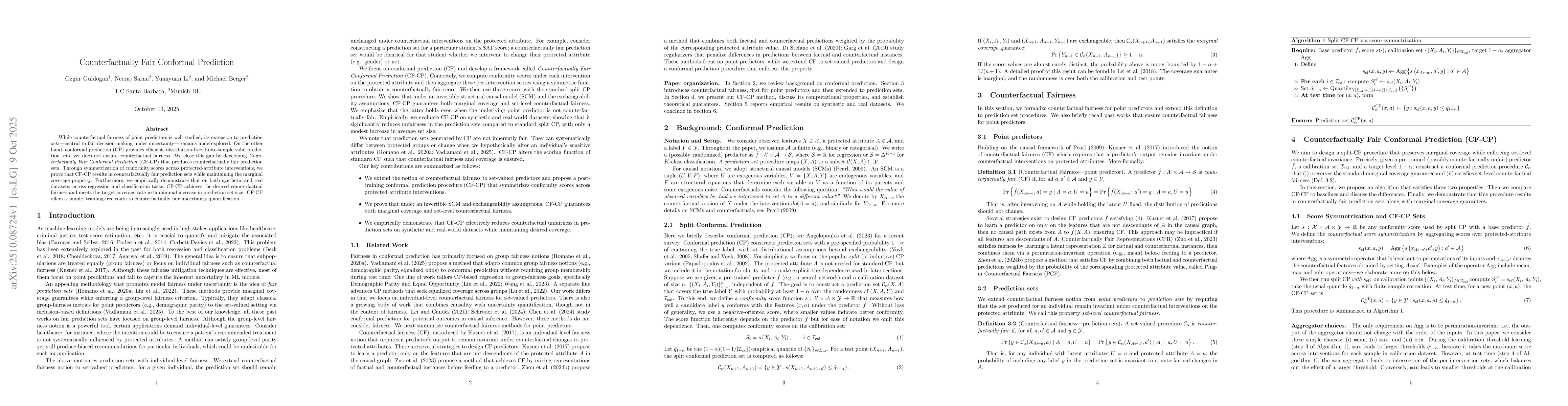 Thumbnail for Counterfactually Fair Conformal Prediction