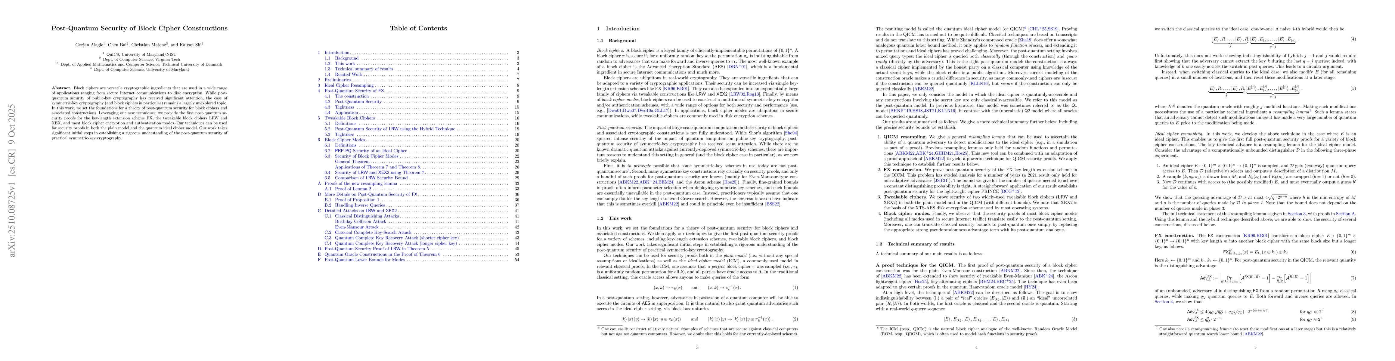 Thumbnail for Post-Quantum Security of Block Cipher Constructions