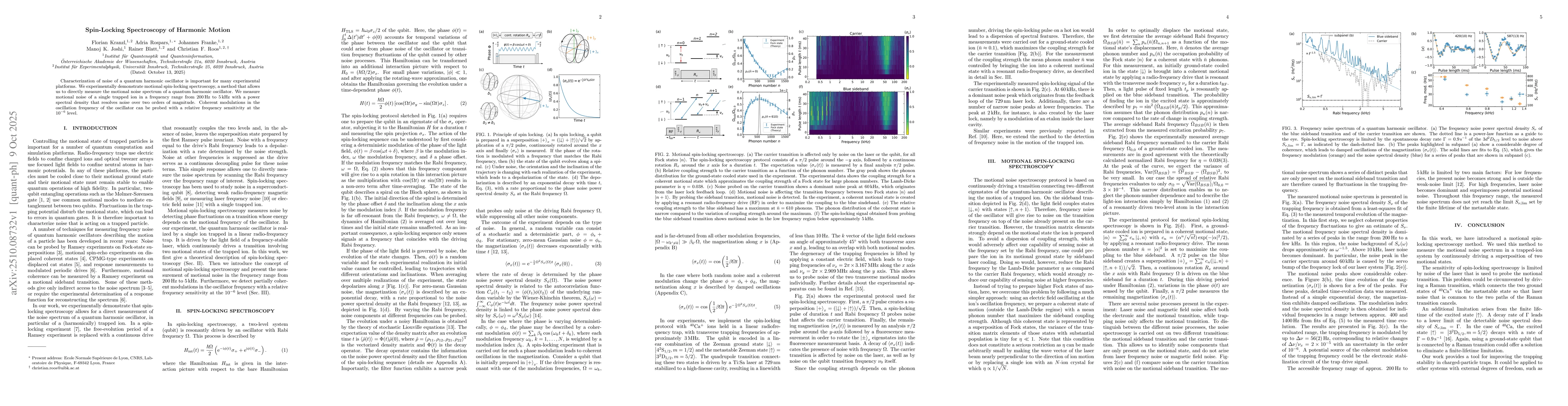 Thumbnail for Spin-Locking Spectroscopy of Harmonic Motion