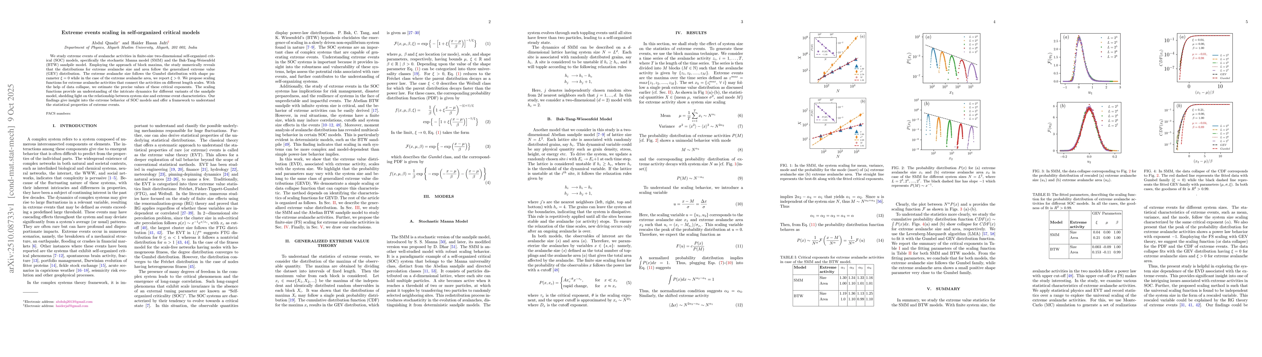 Thumbnail for Extreme events scaling in self-organized critical models